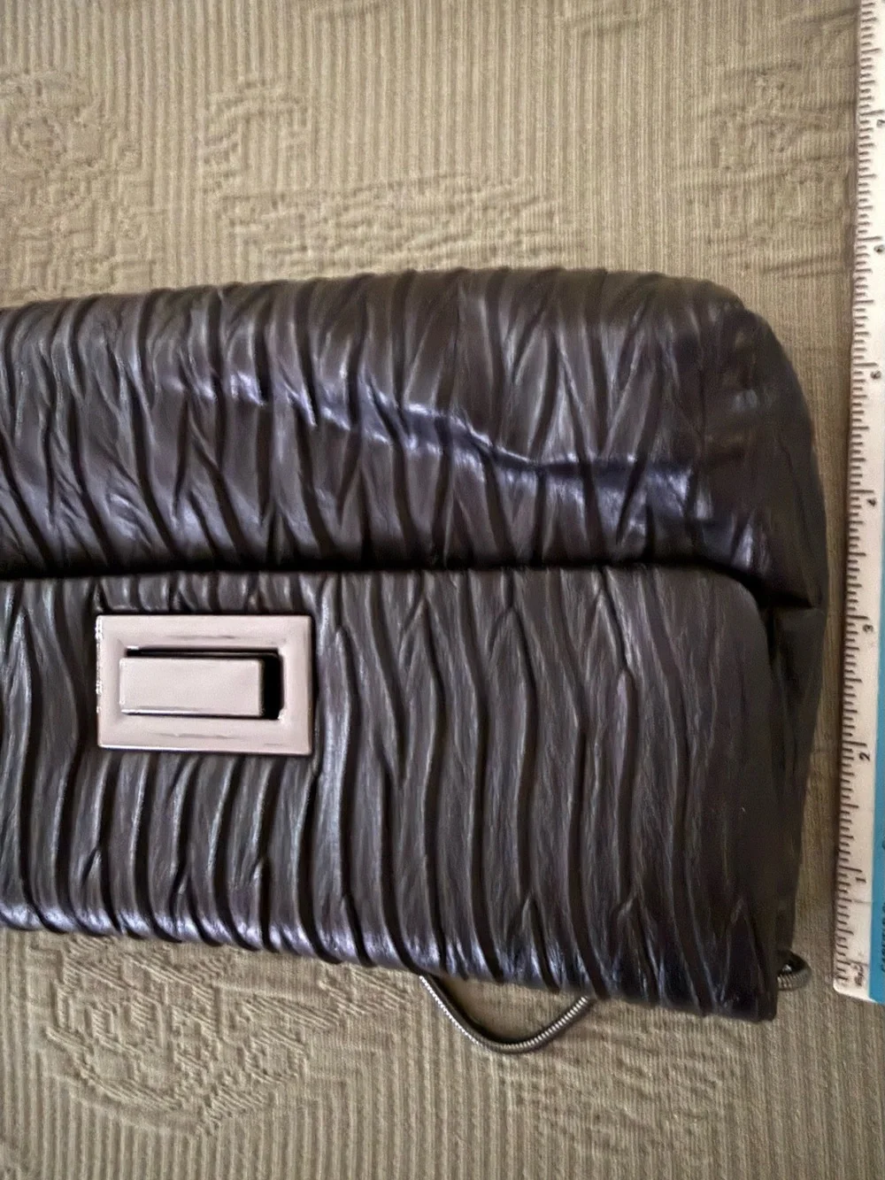Kate Landry Dark Grey Textured Chain-Handle Clutch